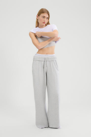 Women's Casoli Wide Leg Jogger Light Grey Marl