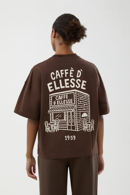 Women's Caffe Boyfriend Tee Dark Brown