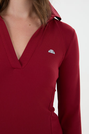 Women's Jeorg Long Sleeve Polo Crimson