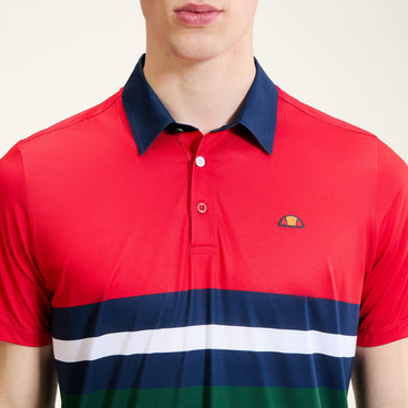 Men's Court Performance Stripe Polo Green/Red