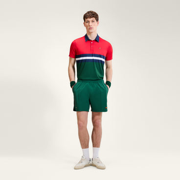 Men's Court Performance Stripe Polo Green/Red