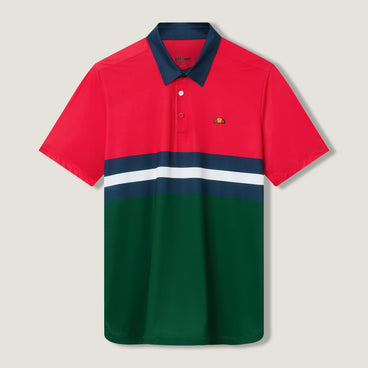 Men's Court Performance Stripe Polo Green/Red