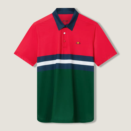 Men's Court Performance Stripe Polo Green/Red