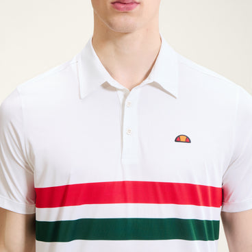 Men's Court Performance Stripe Polo Off White/Red