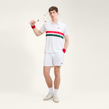 Men's Court Performance Stripe Polo Off White/Red