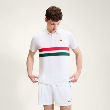 Men's Court Performance Stripe Polo Off White/Red