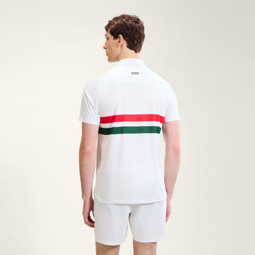 Men's Court Performance Stripe Polo Off White/Red