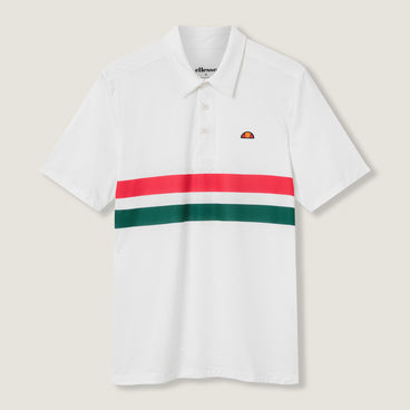 Men's Court Performance Stripe Polo Off White/Red