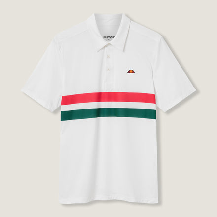 Men's Court Performance Stripe Polo Off White/Red