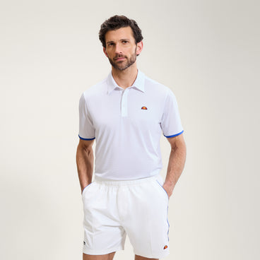 Men's Court Performance Stripe Polo White