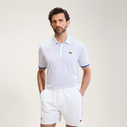 Men's Court Performance Stripe Polo White