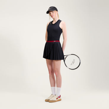 Women's Court Pleat Tennis Skirt Black/Red