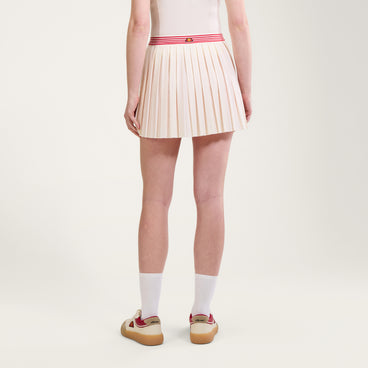 Women's Court Pleat Tennis Skirt Off White/Red