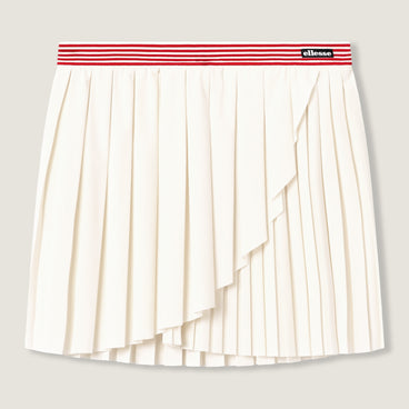 Women's Court Pleat Tennis Skirt Off White/Red