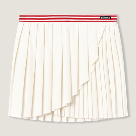 Women's Court Pleat Tennis Skirt Off White/Red