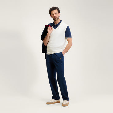 Men's V-Neck Knitted Vest - Crema Off White