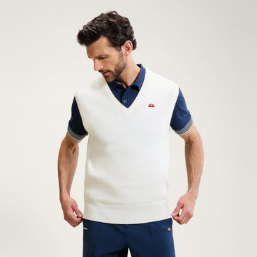 Men's V-Neck Knitted Vest - Crema Off White
