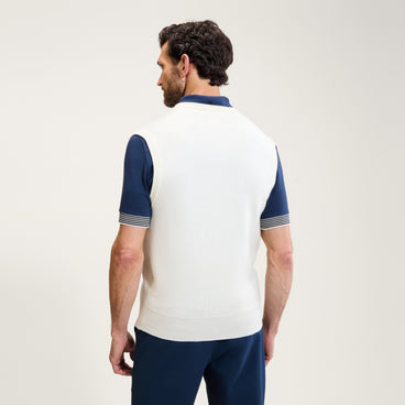 Men's V-Neck Knitted Vest - Crema Off White