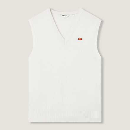 Men's V-Neck Knitted Vest - Crema Off White