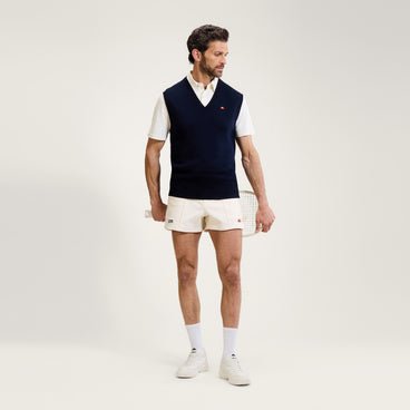 Men's V-Neck Knitted Vest - Marina Navy