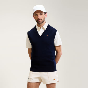 Men's V-Neck Knitted Vest - Marina Navy